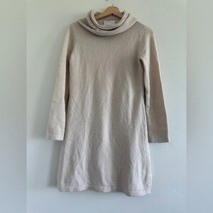 Sail to Sable Cream cowl neck classic wool cashmere tunic sweater Knit Dress S